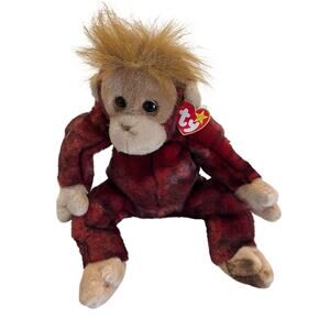 M3-36 BEANIE BABY Beanie Buddy Sweetheart Orangutang Monkey Red